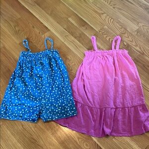 Kids Blue flowered and Pink Dress Set